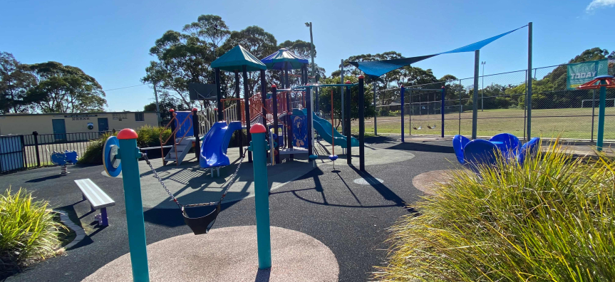 playground with sunshine in the background 