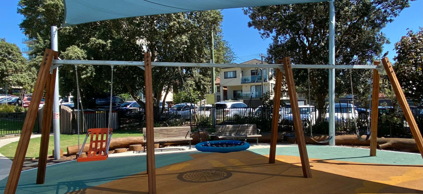 3 different swings at playground 