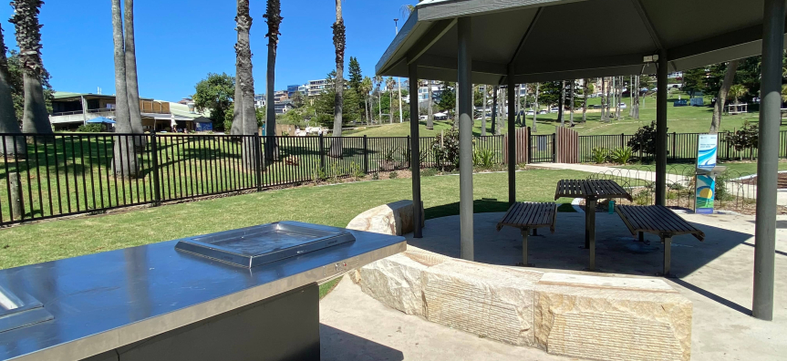 BBQ and picnic shelters at playground 
