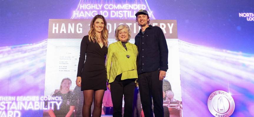 Hang10 Distillery on stage for the Sustainability Business Award
