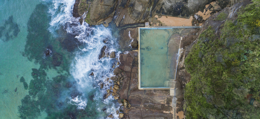 Aerial photo of Whale Beach rockpool