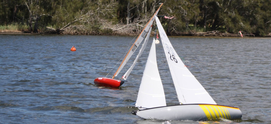 Radio model yacht on the lagoon