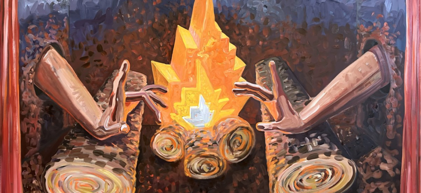 Amber Boardman, The Storytellers, 2025 oil on canvas 152x122cm.png