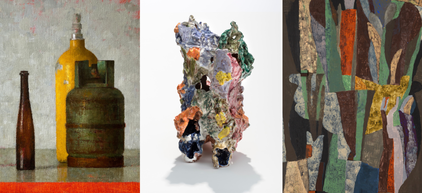  Image details L-R: Jude Rae, SL452, 2021; Toni Warburton, Animal Vegetable Mineral, Spongia compressa (for Dr Robert Grant), 2016. Photo by Greg Piper; Ruth Waller, Garden walk vase, 2024. Courtesy the artists.