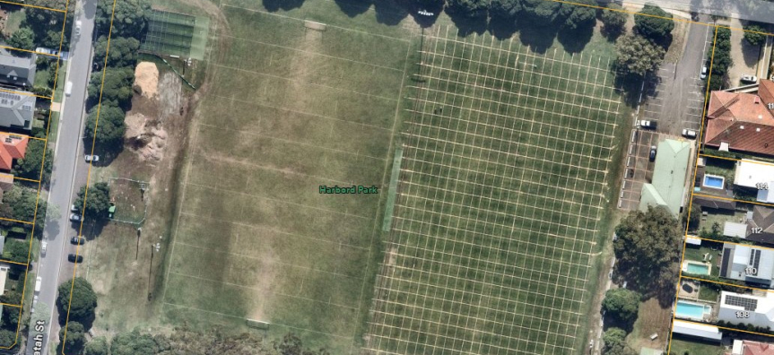 Aerial image of Harbord Park- right side when drainage was installed