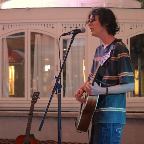 Xavier Ripley playing on stage